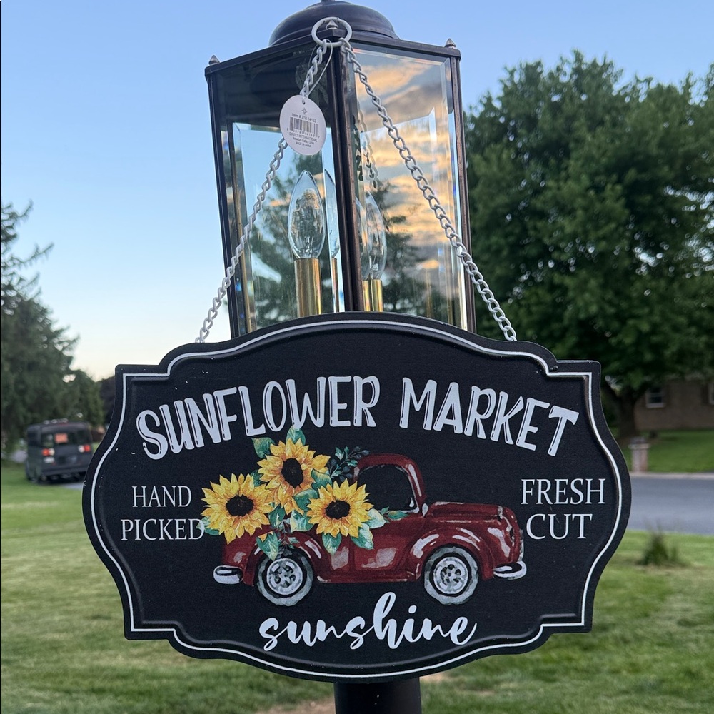 Sunflower Market Black Wall Sign with Red Truck - Unbranded